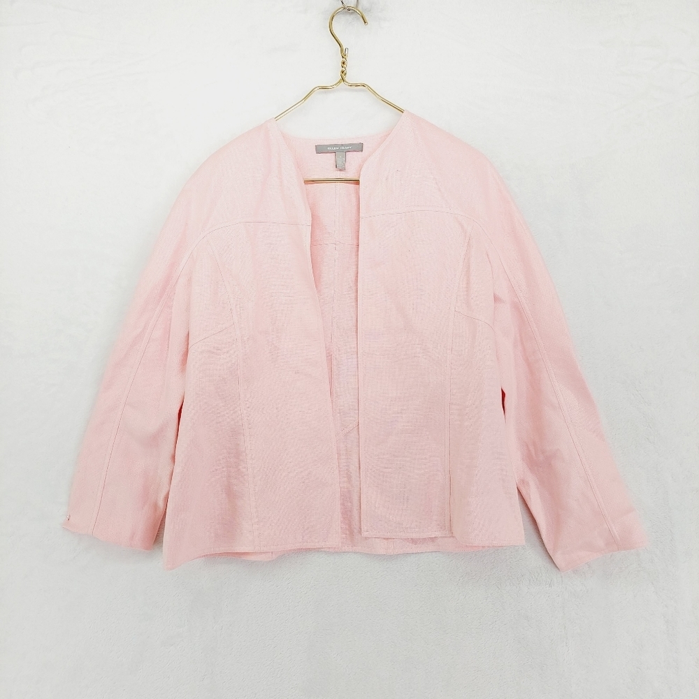 Ellen Tracy Pink Barbiecore Long Sleeve No Button Jacket Blazer P6321